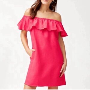 Tommy Bahama One-Shoulder Ruffle Shift Dress - Hot Pink